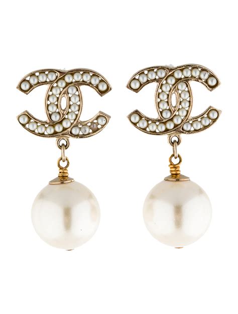 chanel pearl drop earrings uk|chanel earrings therealreal.